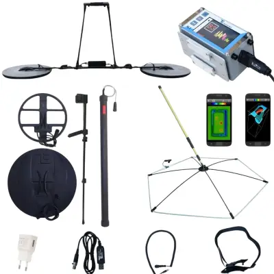 Teknoloji Ekibi M1 EMF Gradiometre — Çok Teknolojili Defineci Seti (IB/PI Derin Dedektör + Gradiometre + EMF + 3D Görüntüleme, 3 Bobin)