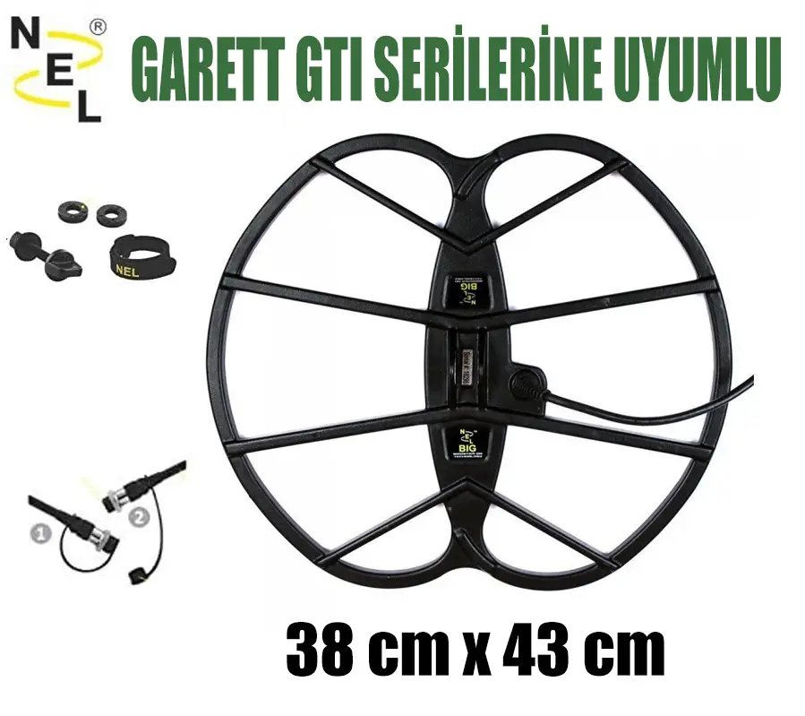 NEL Big 38x43 cm Derin Arama Başlığı (Garrett GTI Serisi Uyumlu, DD, Su Geçirmez) NEL