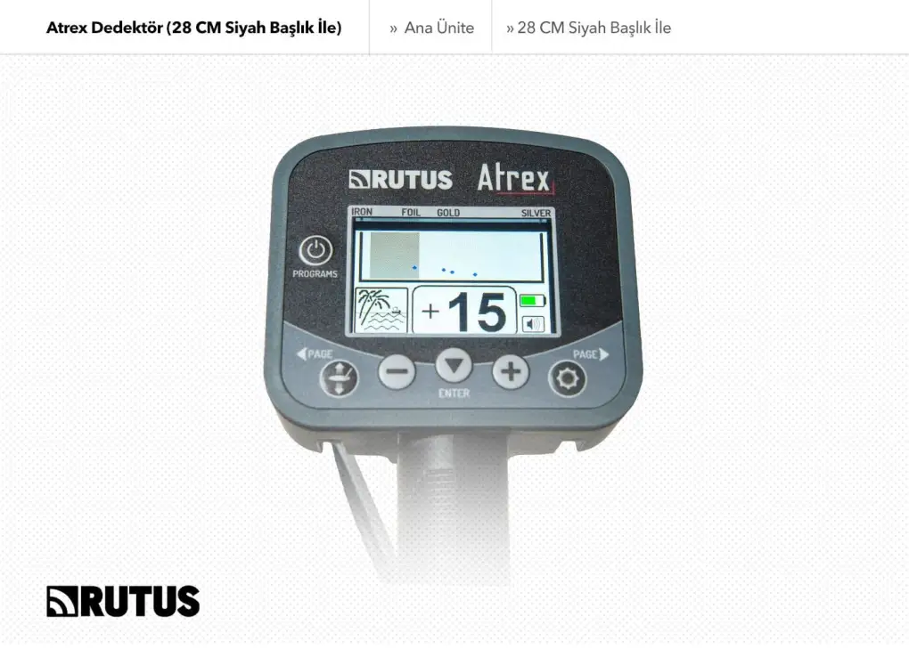 Rutus Atrex Define Dedektörü (28 cm DD Siyah Başlıklı, Seçilebilir Frekans) Rutus